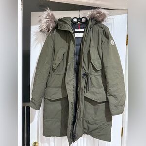 Women’s Olive Coat with Fur Hood